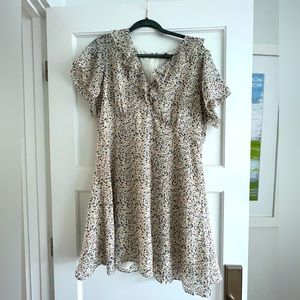 Madewell Floral Print Dress - Cream and Black